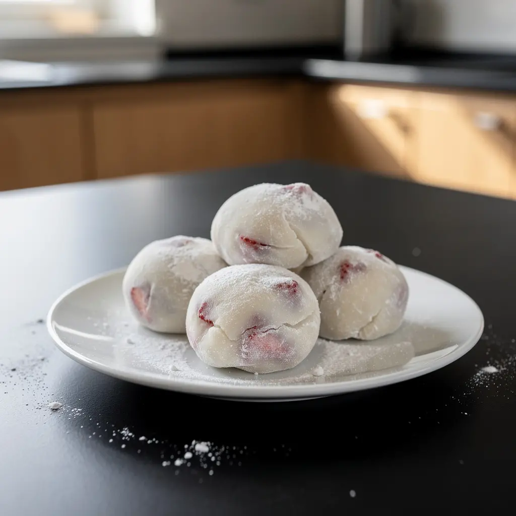 Koreański deser z ryżu kleistego i truskawek