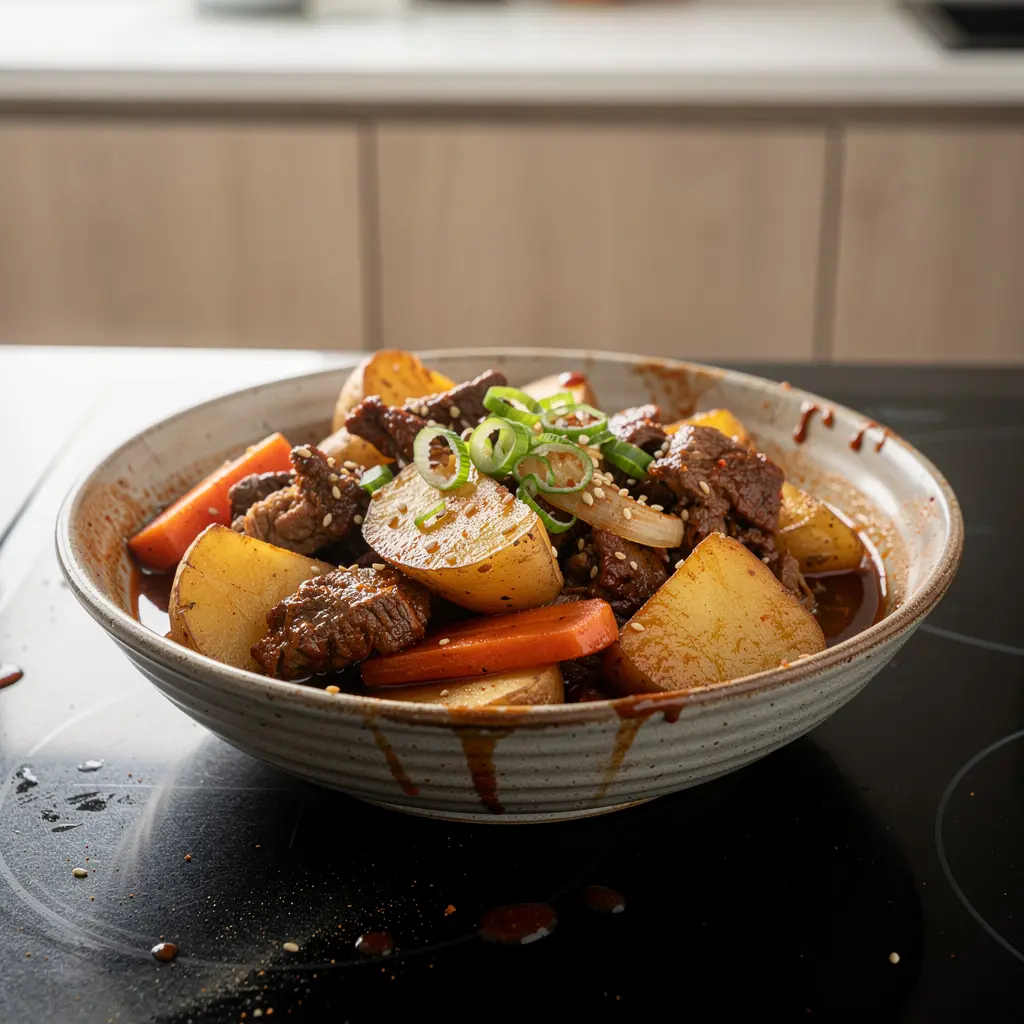 Koreański gulasz ziemniaczany z wołowiną gamja jjim