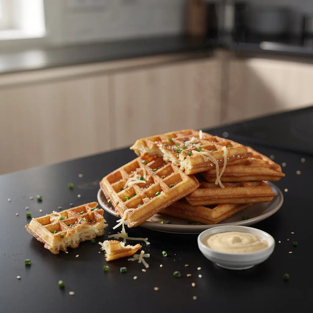 Koreanische Kartoffelwaffeln mit Käse und Schnittlauch