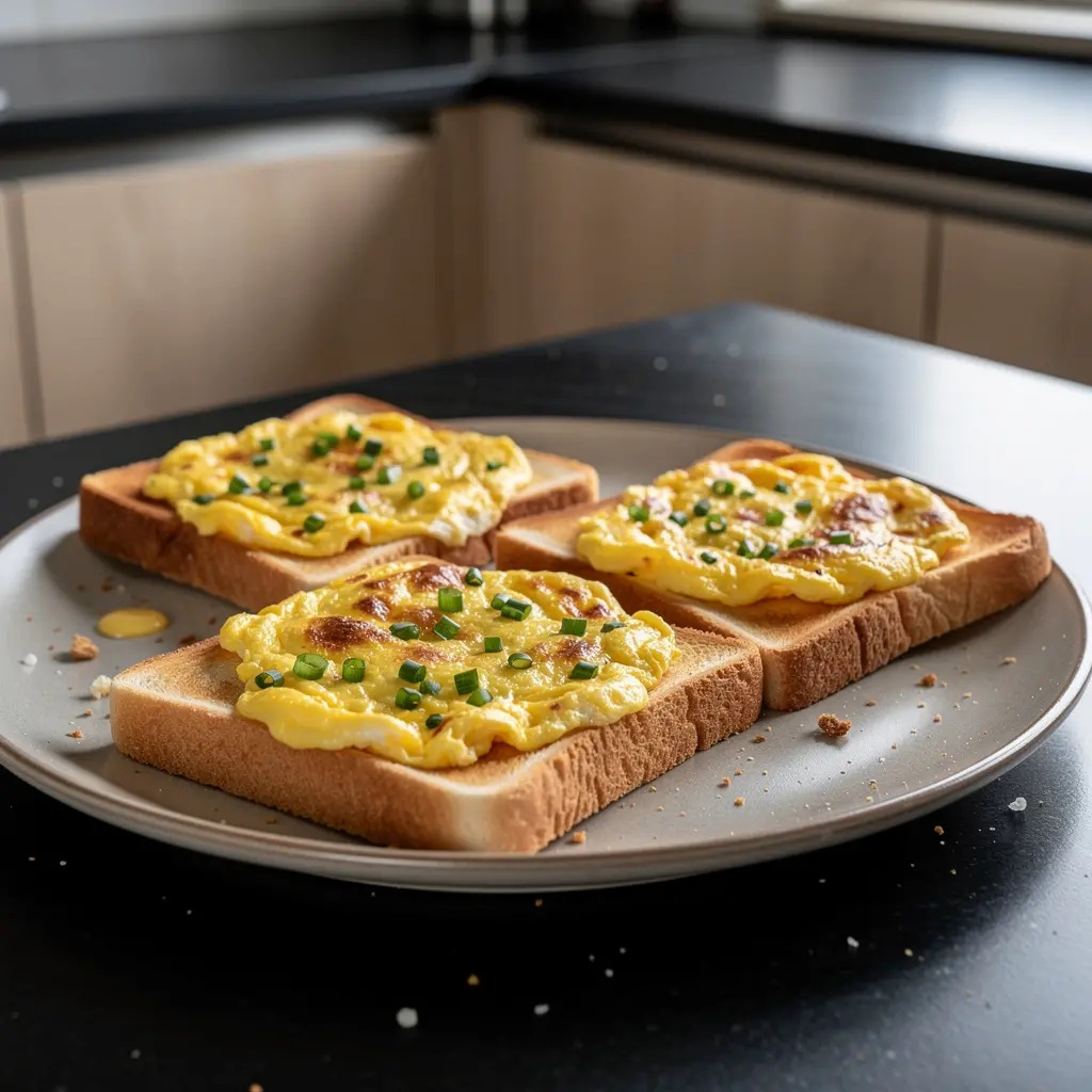 Koreańskie grzanki z jajkiem, serem i szczypiorkiem