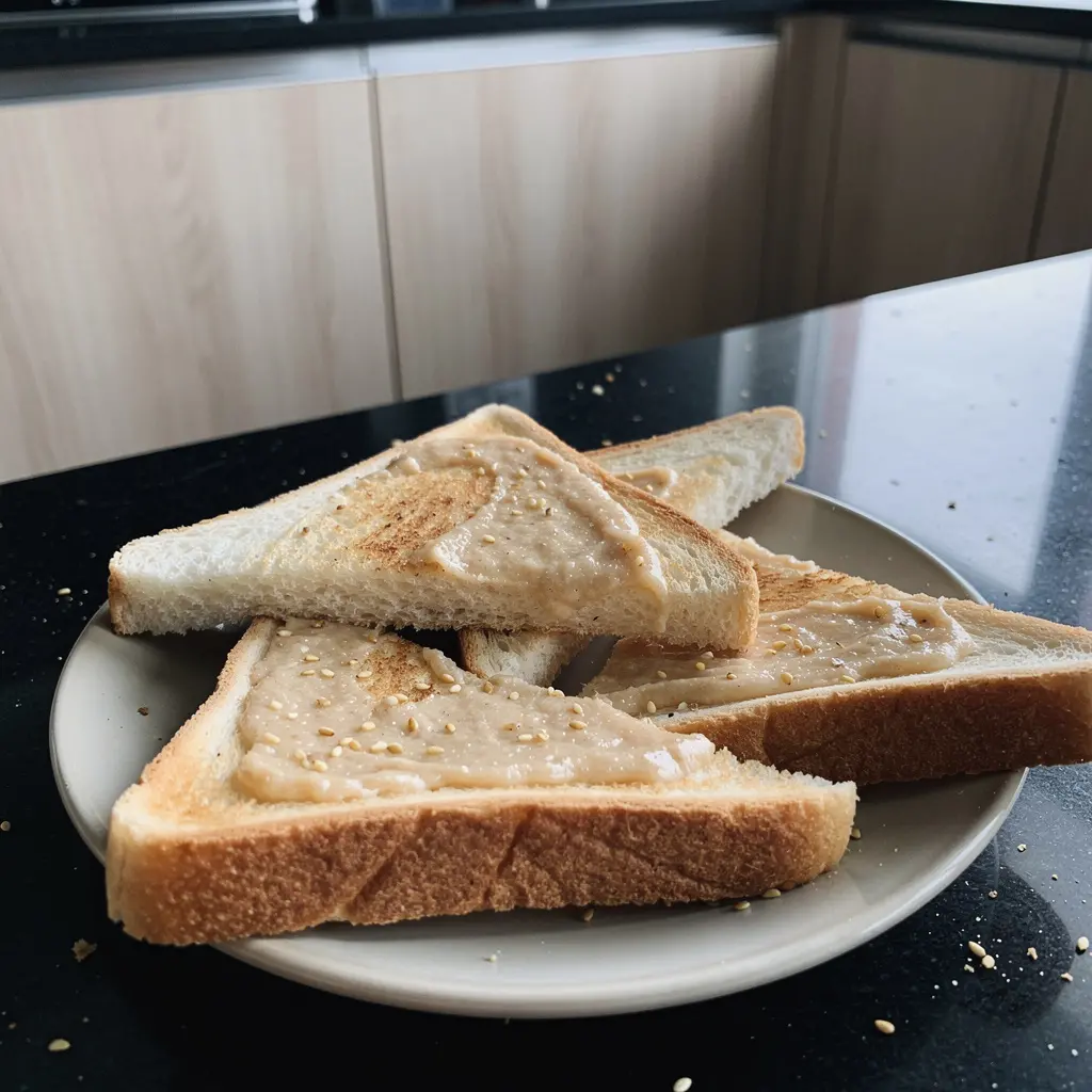 Koreańskie grzanki z pastą sezamową i miodem