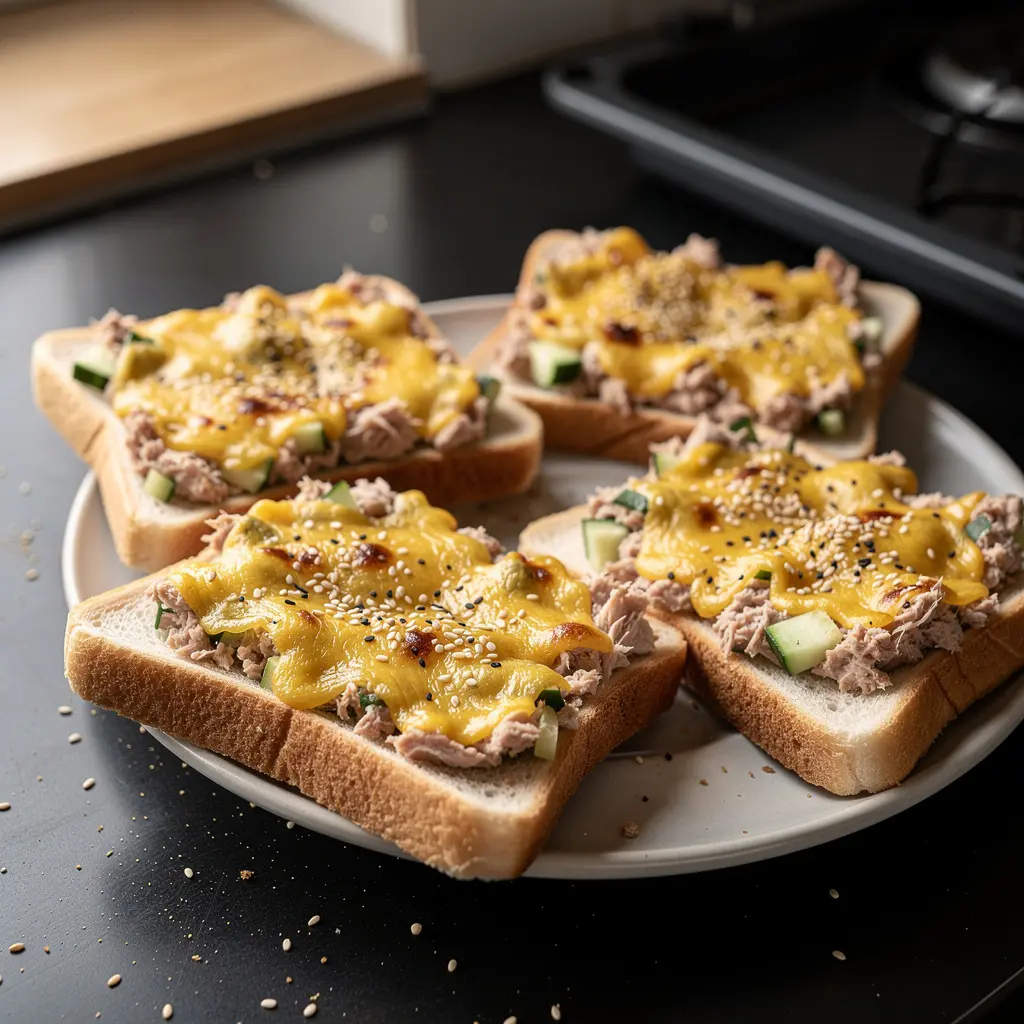 Koreańskie grzanki z pastą z tuńczyka i sezamem