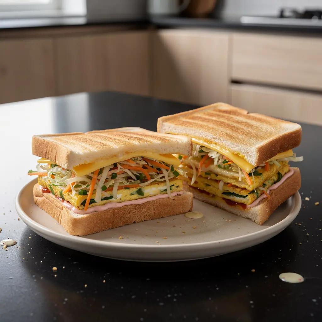 Koreańskie kanapki uliczne z omletem – gilgeori toast