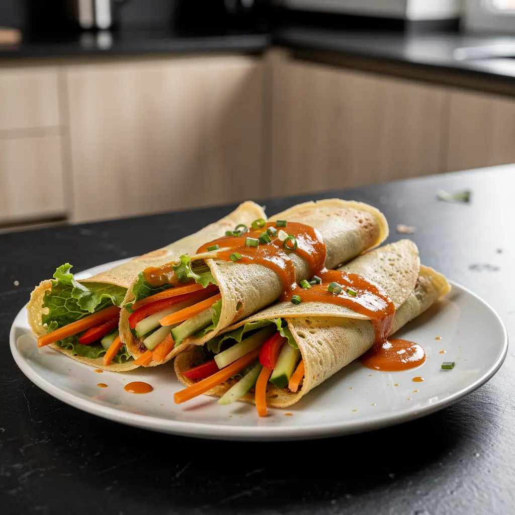 Koreańskie naleśniki ryżowe z warzywami – ssambap z patelni