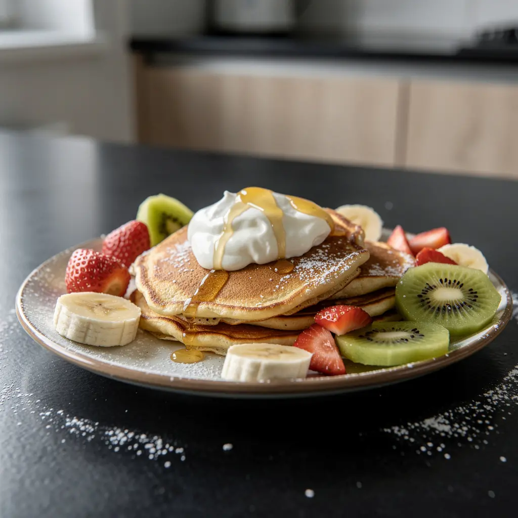 Koreańskie naleśniki z owocami i jogurtem