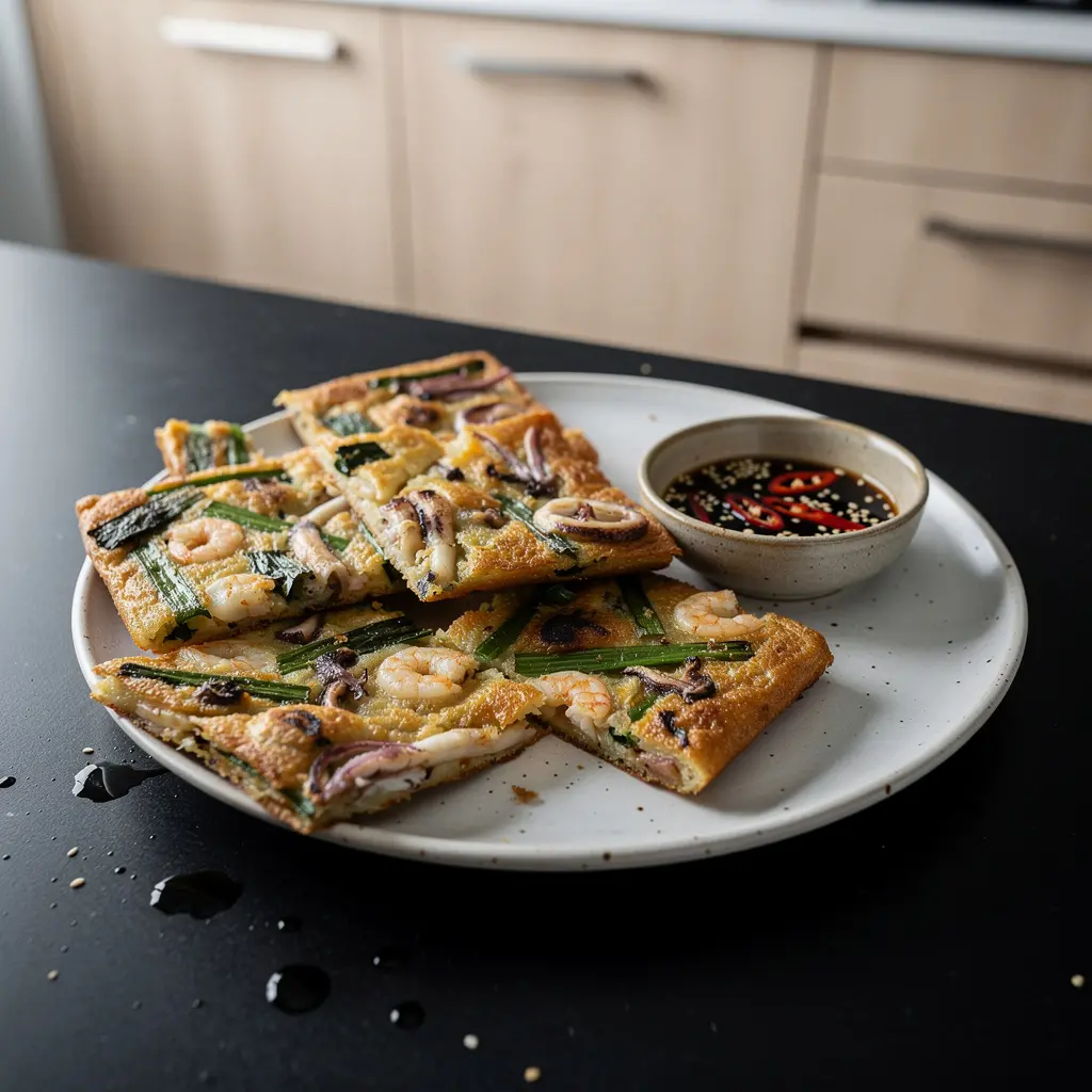 Koreańskie naleśniki z owocami morza haemul pajeon