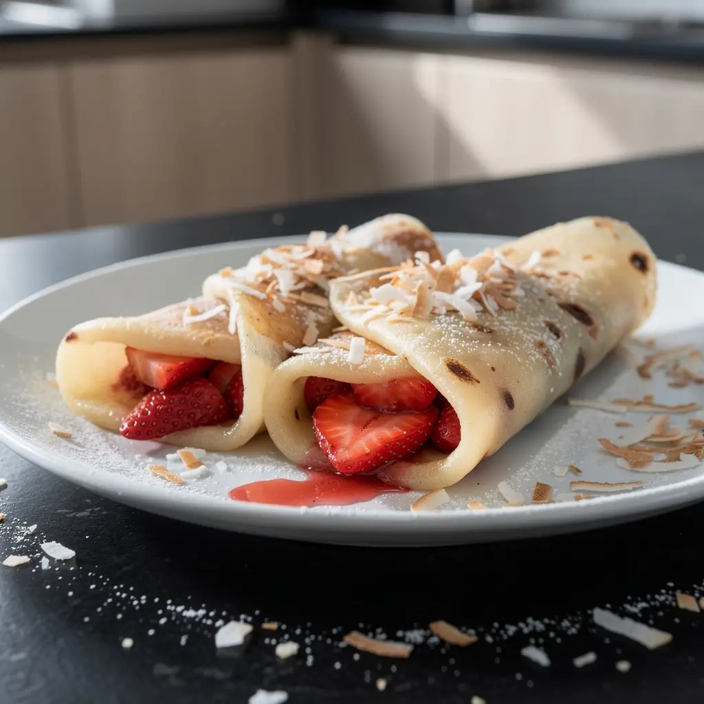 Koreańskie naleśniki z ryżu kleistego i kokosa na deser