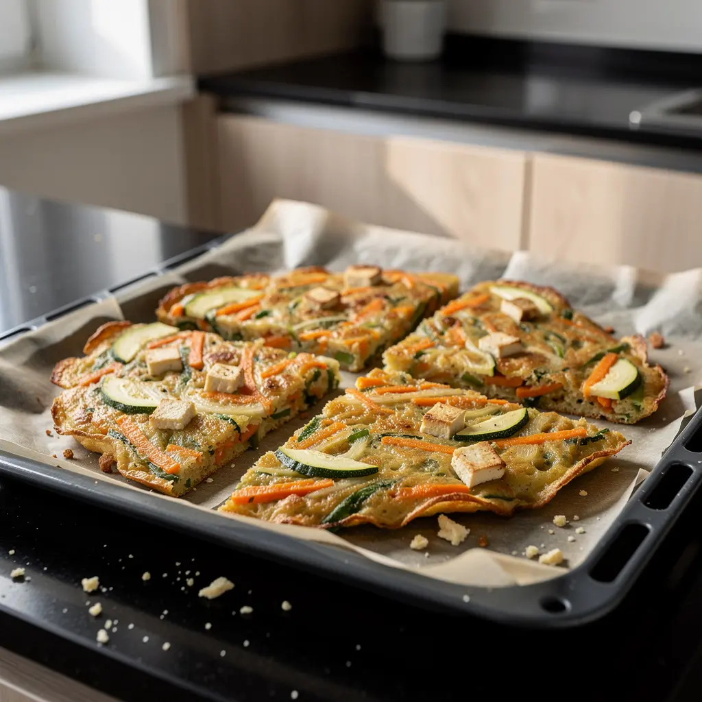 Crepes coreanos con verduras y tofu al horno