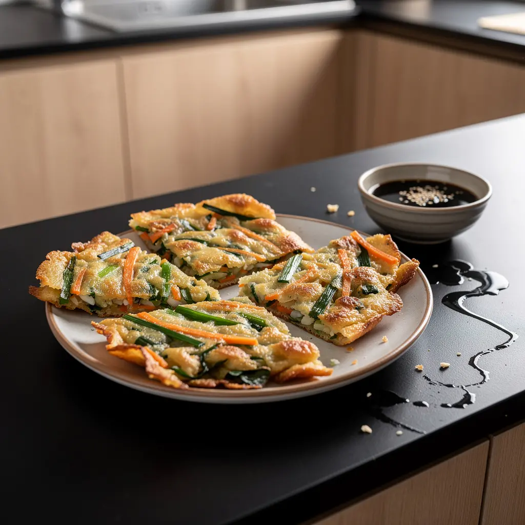 Koreańskie naleśniki z zielonej cebulki pajeon