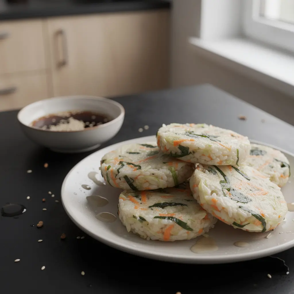 Koreańskie placuszki ryżowe z warzywami na parze