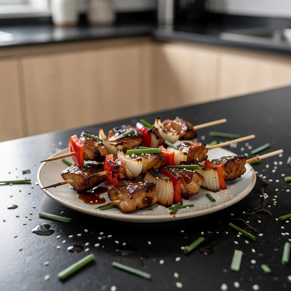 Koreańskie szaszłyki z kurczaka w miodowo-sojowej marynacie dak kkochi