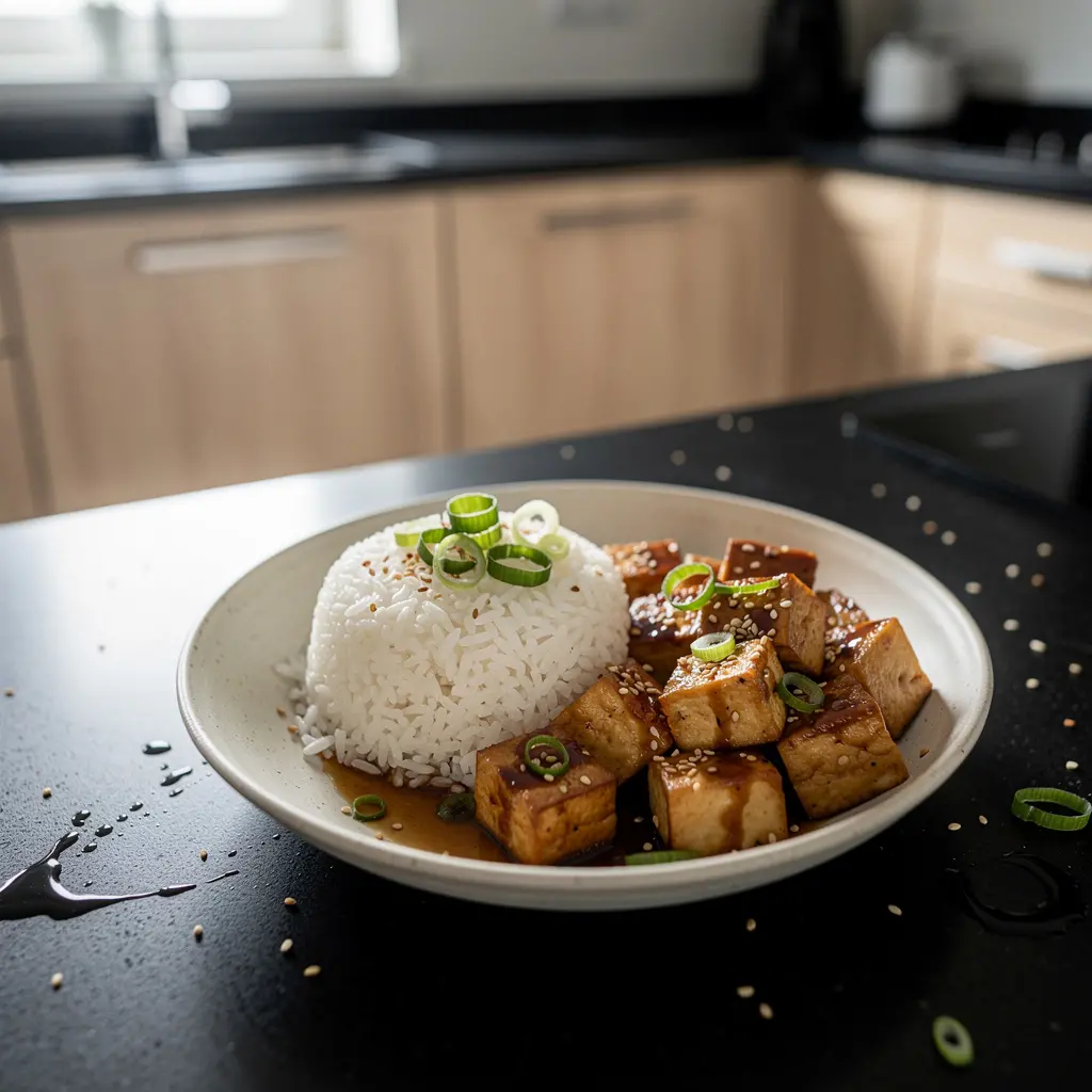 Korean Tofu in Teriyaki Sauce with Sesame