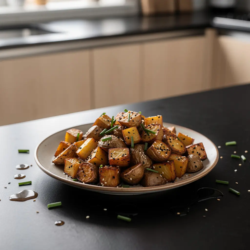 Koreańskie ziemniaki pieczone z czosnkiem i miodem