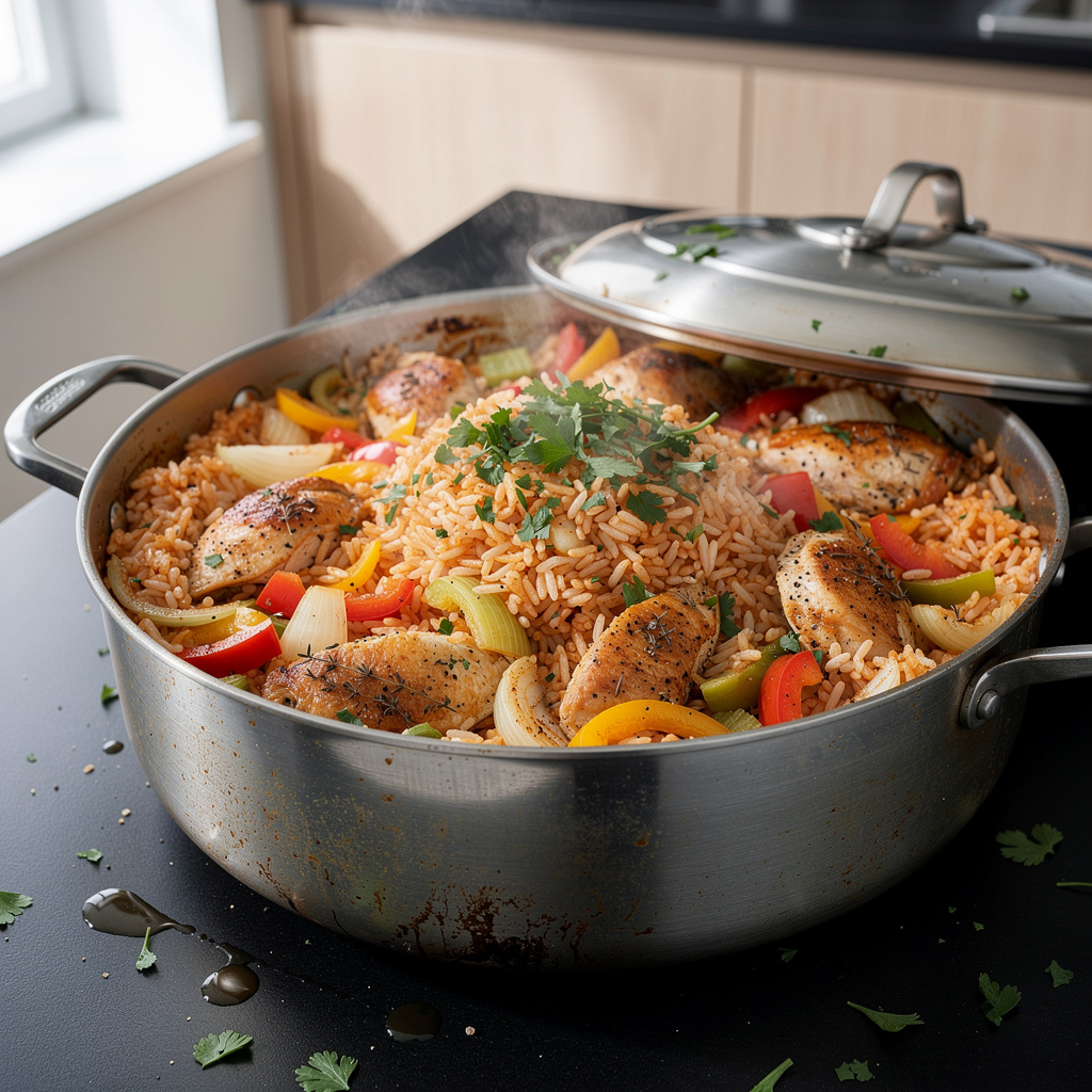 Kurczak po cajun z ryżem i papryką z jednego garnka