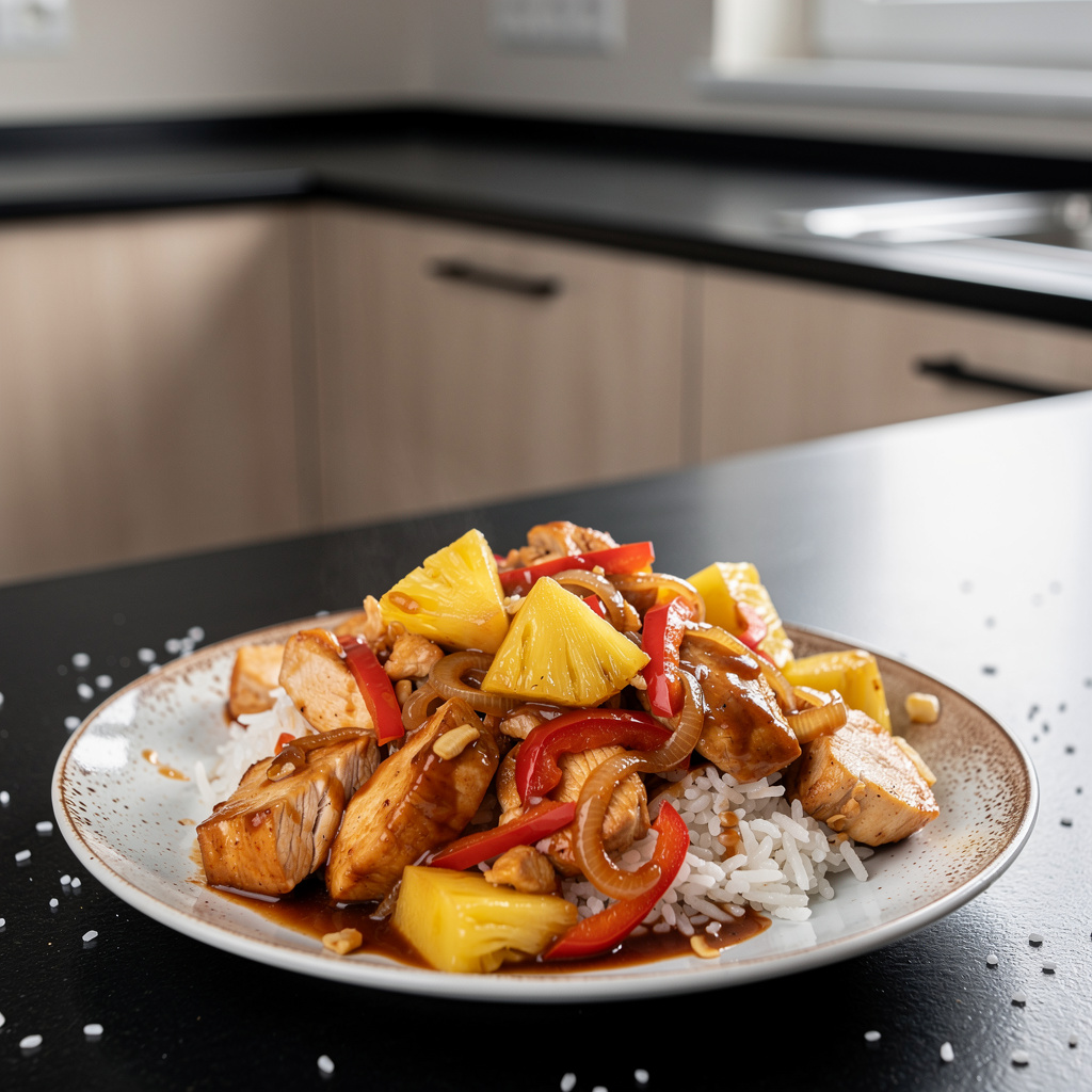 Kurczak po hawajsku z ananasem z patelni