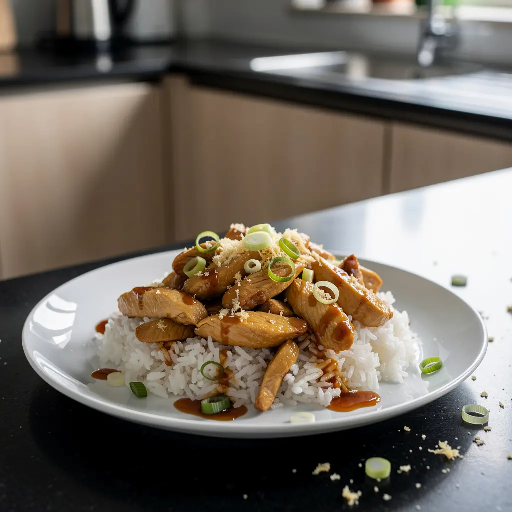 Kurczak po kantońsku w miodowo-sojowym sosie z imbirem