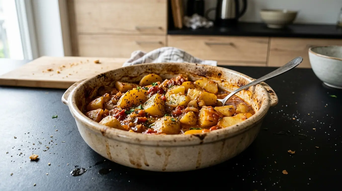 Ladera patates – patate greche stufate nell’olio con pomodori
