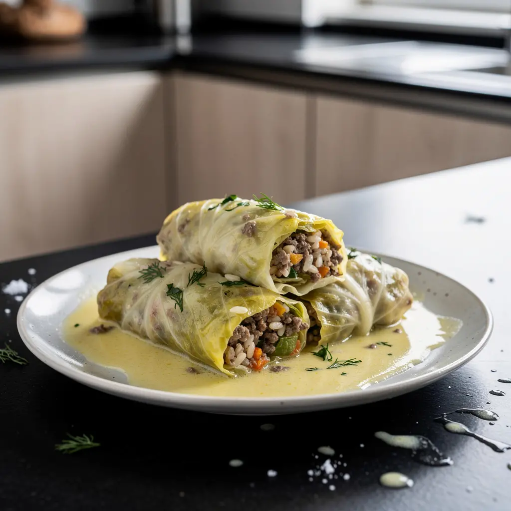 Lahanodolmades – greckie gołąbki z kapusty w sosie cytrynowo-jajecznym