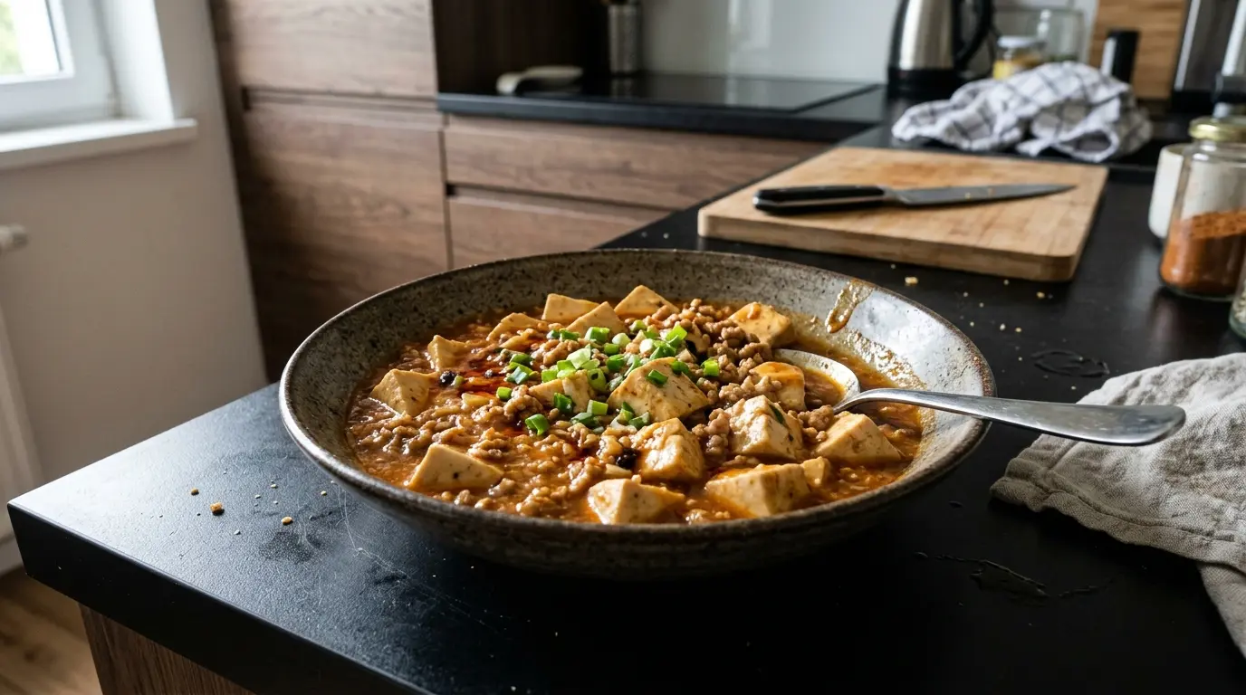 Mapo tofu z mieloną wieprzowiną w łagodniejszej wersji