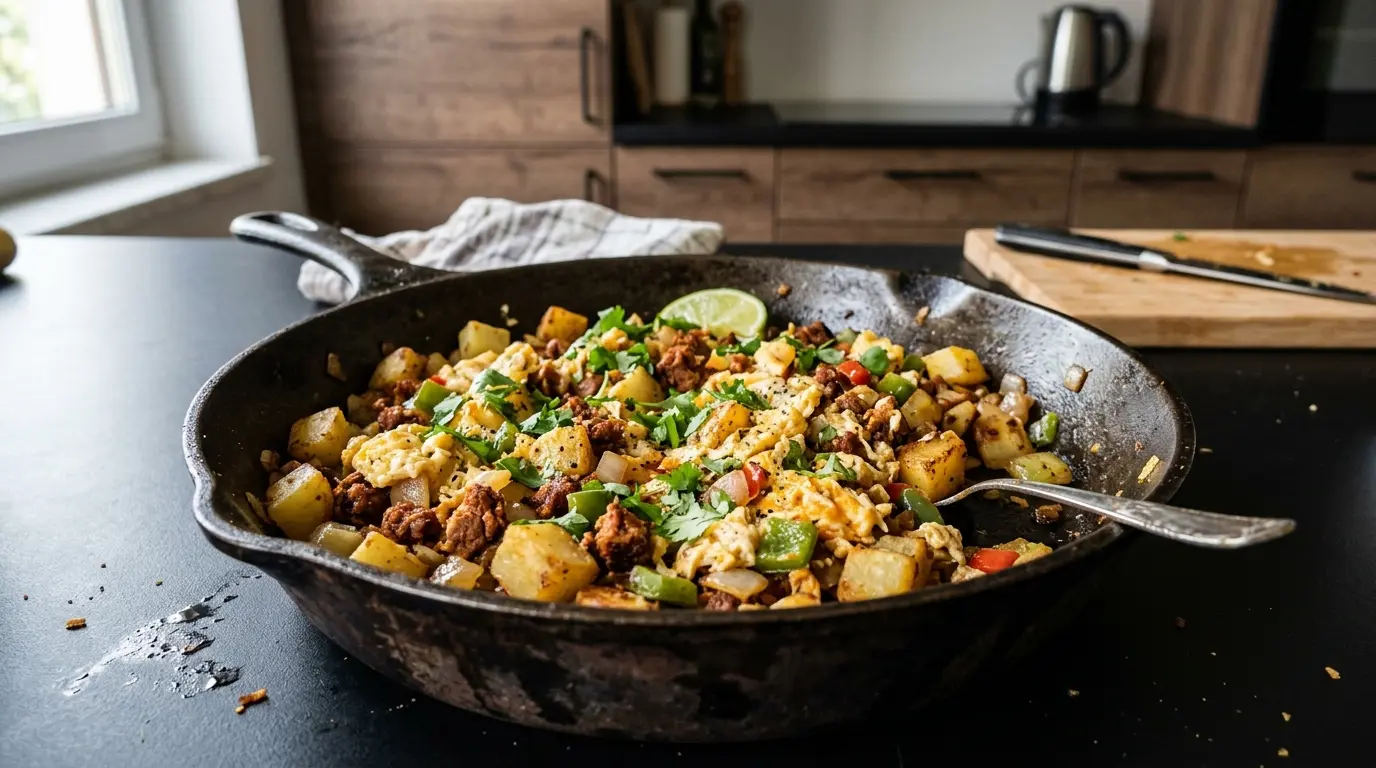 Meksykańska jajecznica z chorizo i ziemniakami