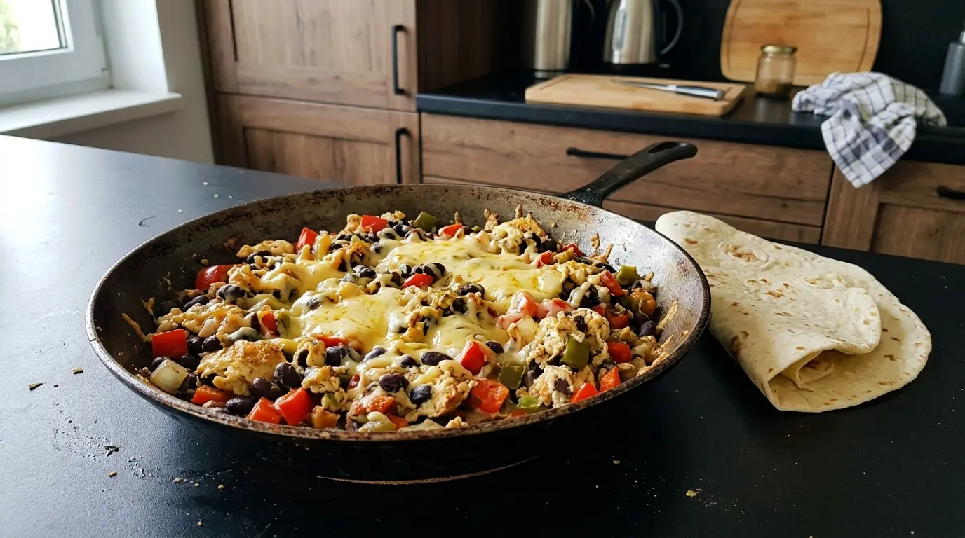 Meksykańska jajecznica z fasolą i serem