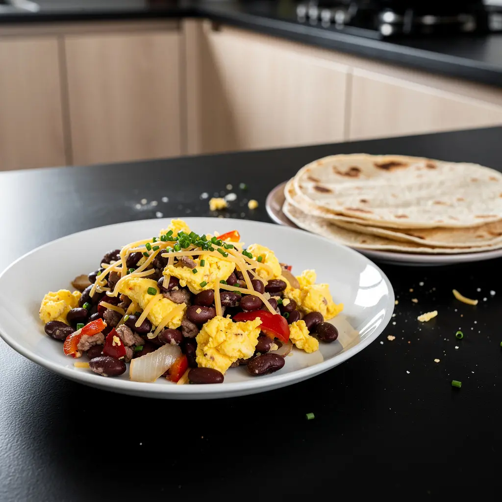 Meksykańska jajecznica z fasolą i serem