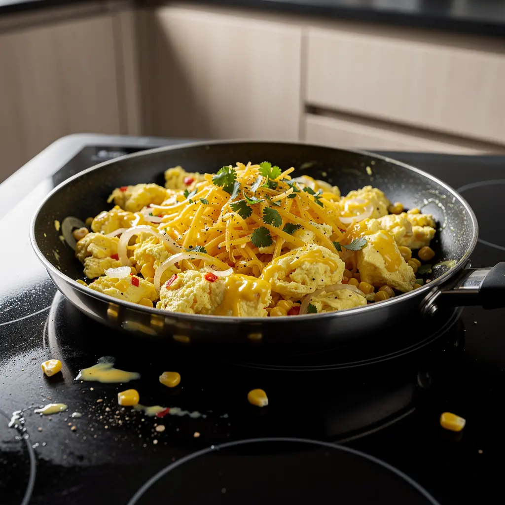 Meksykańska jajecznica z kukurydzą i serem