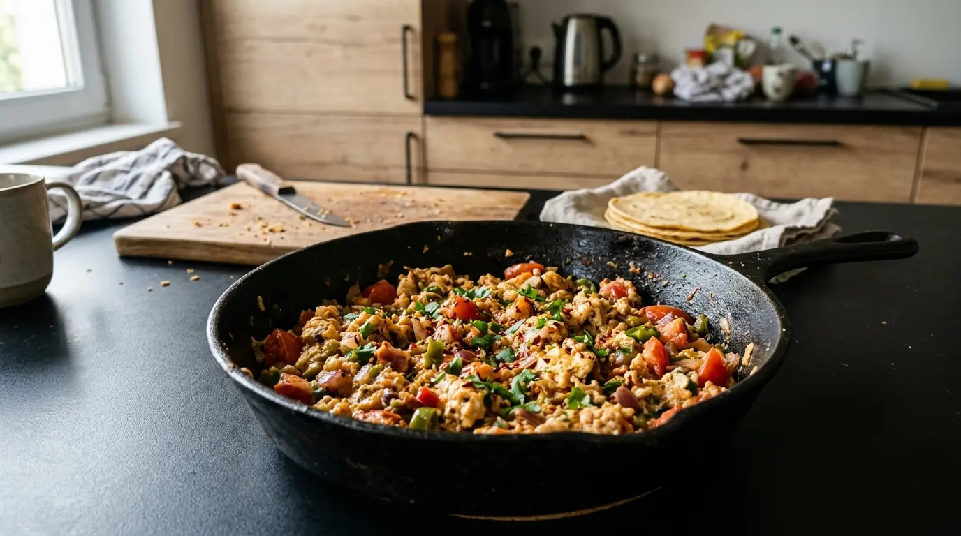 Mexican Scrambled Eggs with Tomatoes and Chili
