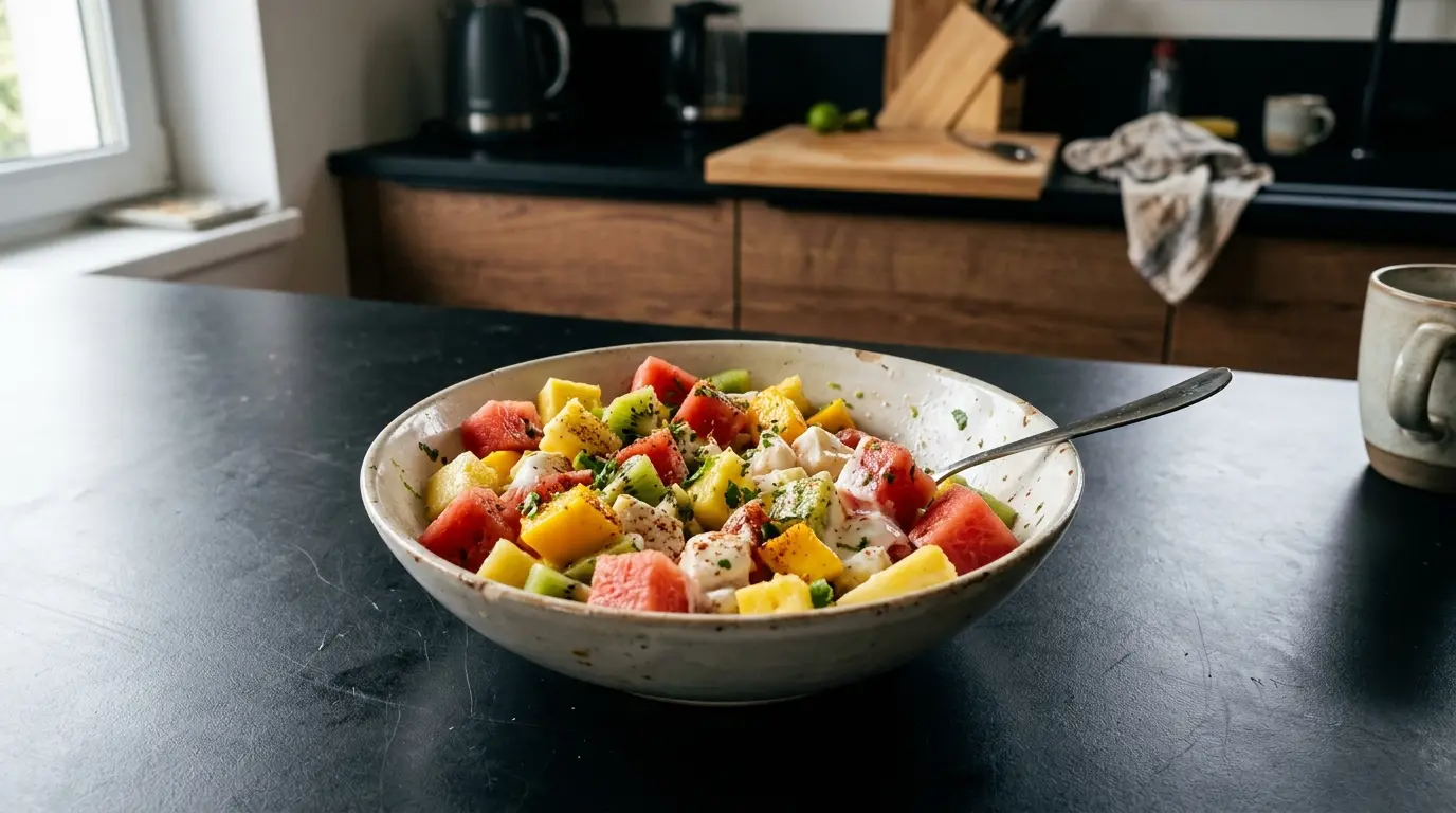 Meksykańska sałatka owocowa z jogurtem i chili