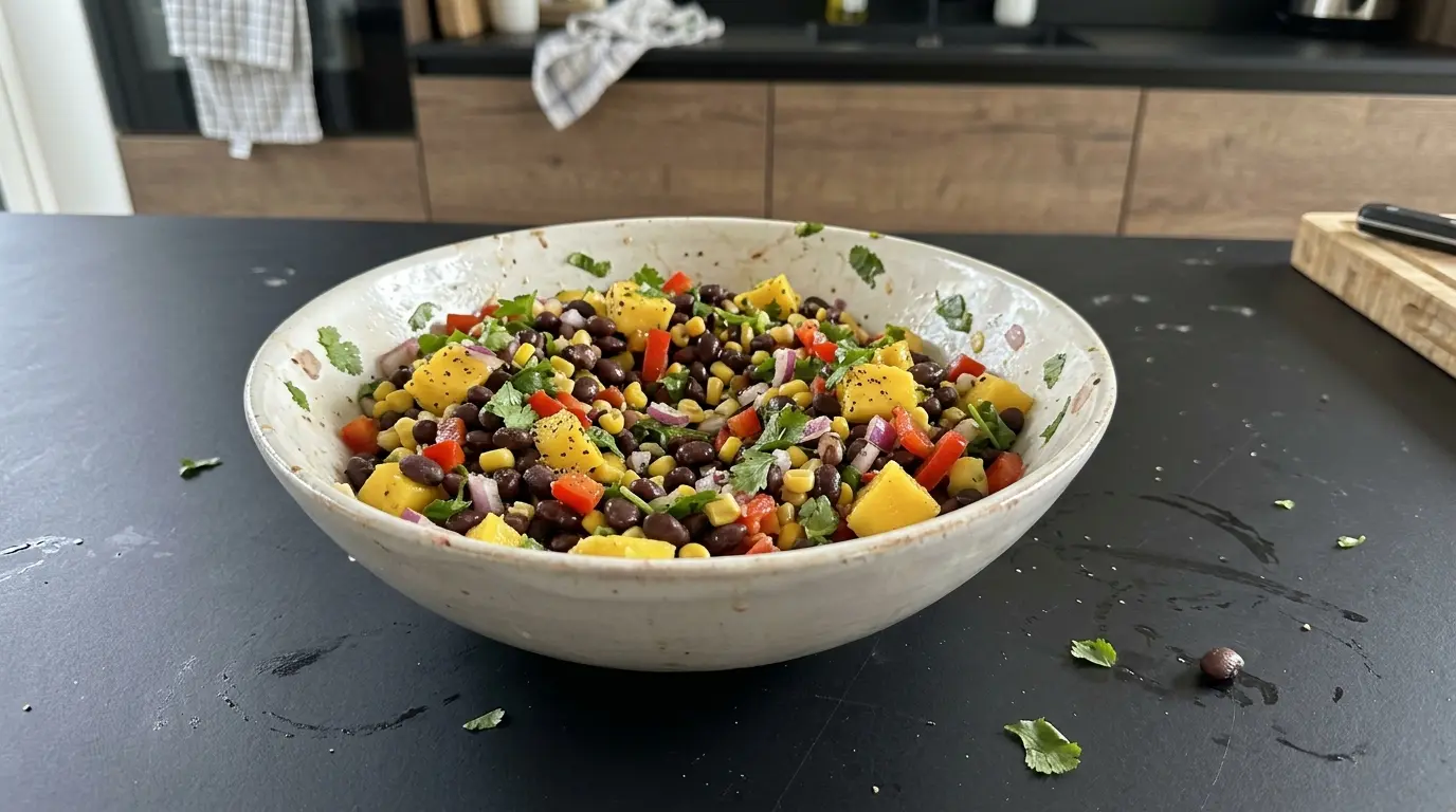 Mexican salad with black beans, mango and lime