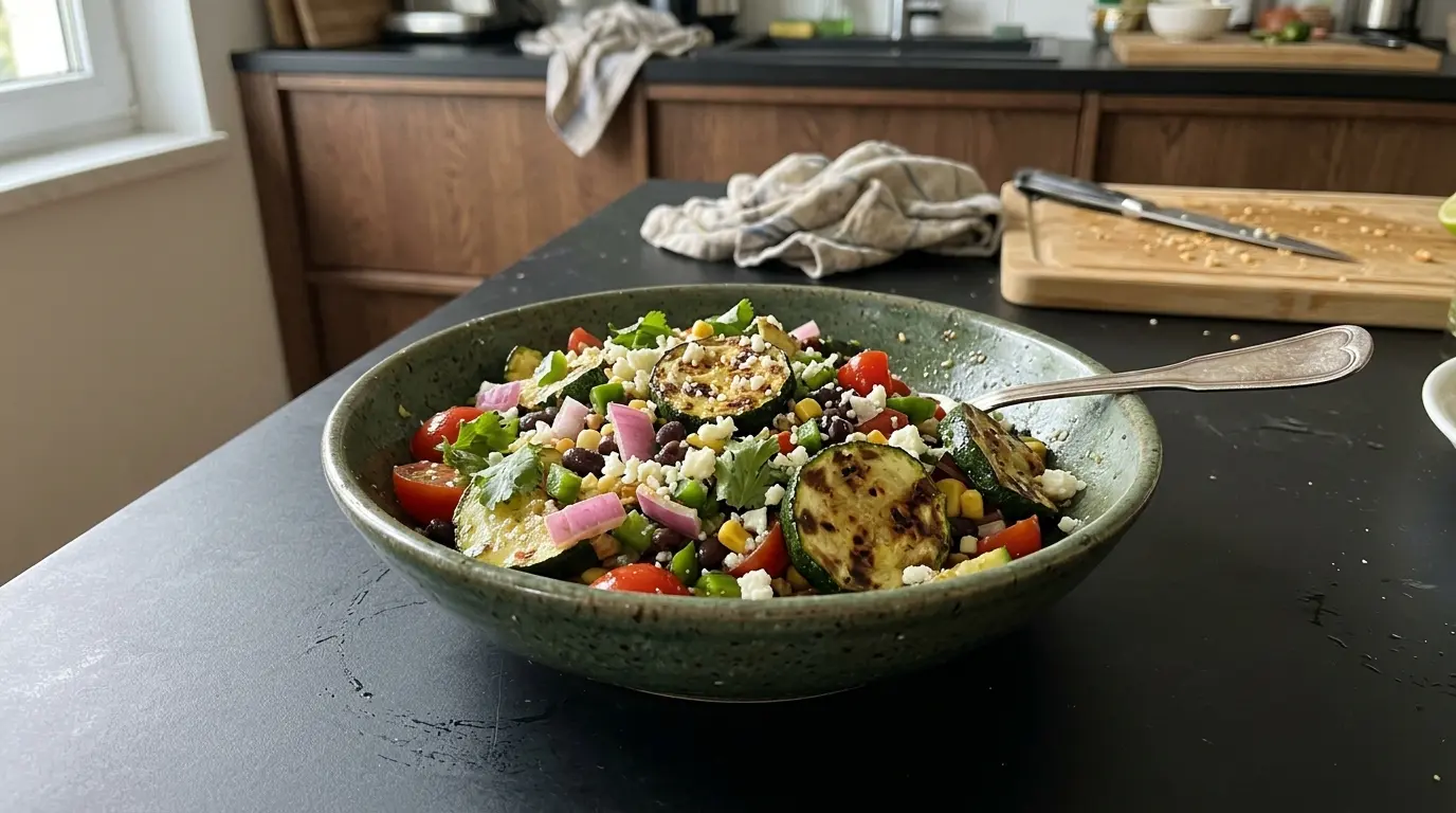 Meksykańska sałatka z grillowaną cukinią i serem