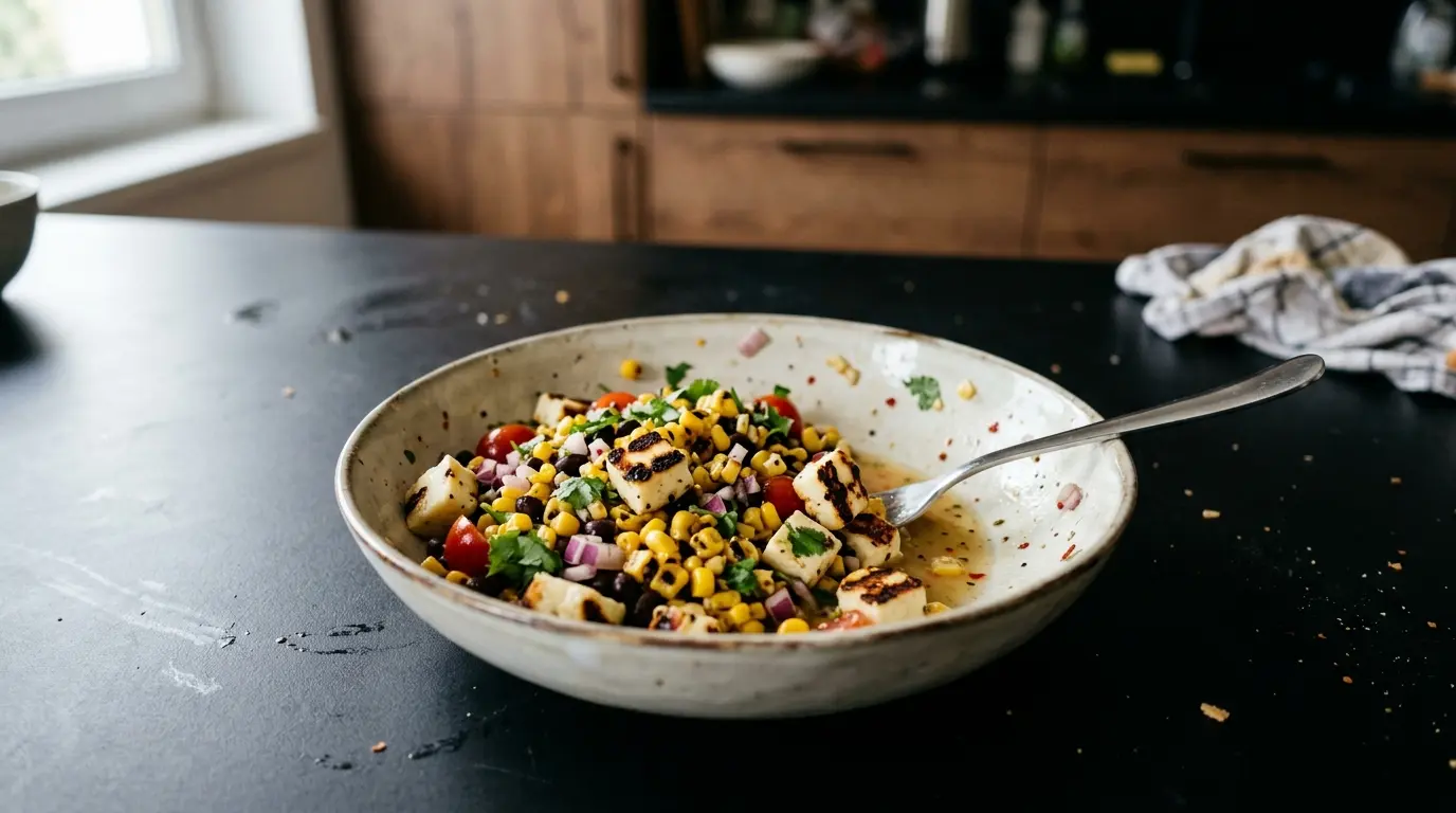 Mexican Salad with Grilled Cheese and Corn