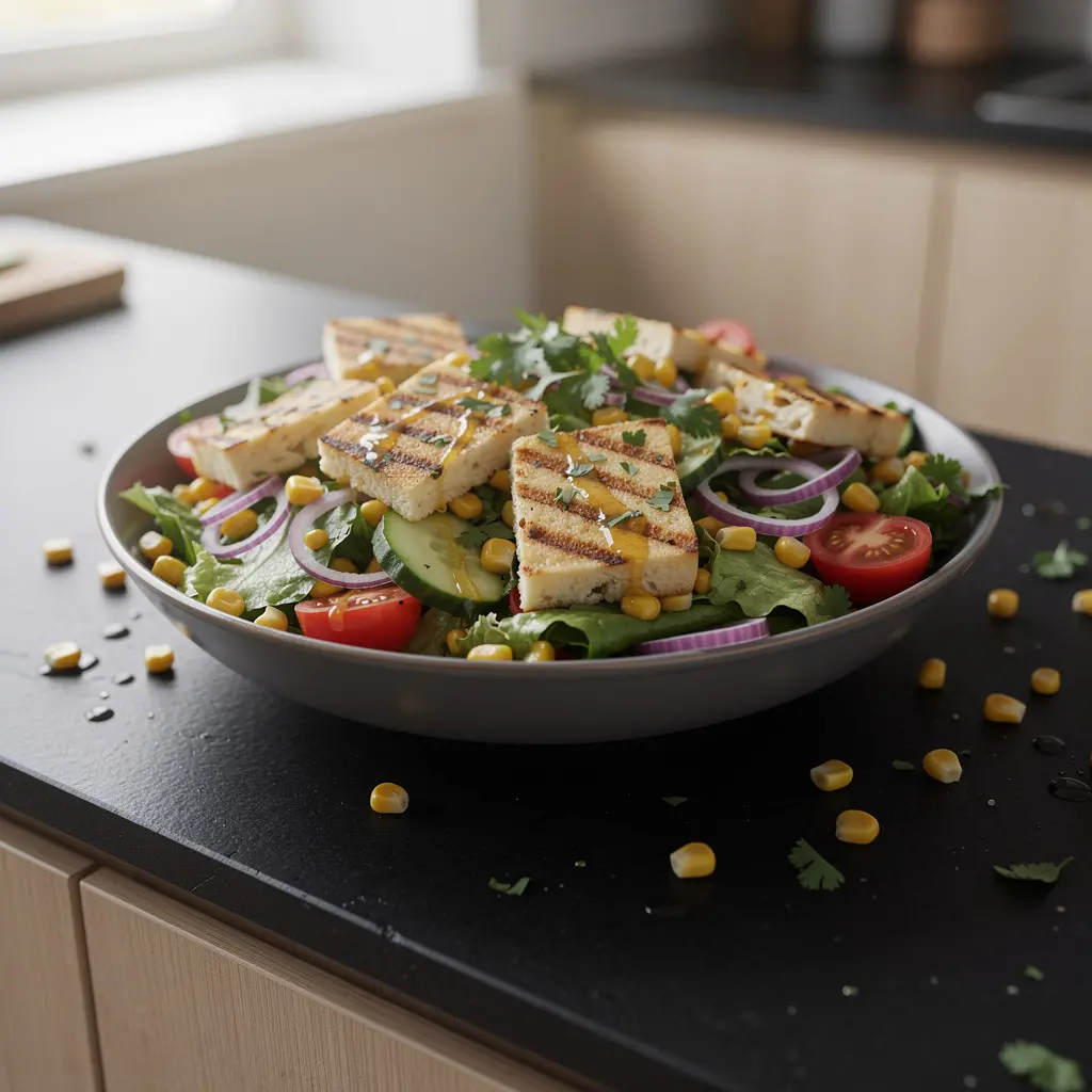 Mexican Salad with Grilled Cheese and Corn