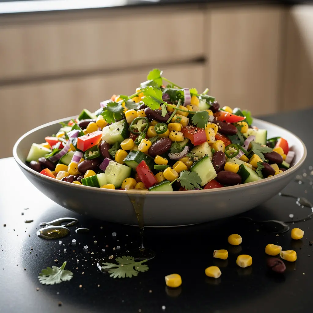 Meksykańska sałatka z kukurydzą, fasolą i limonką