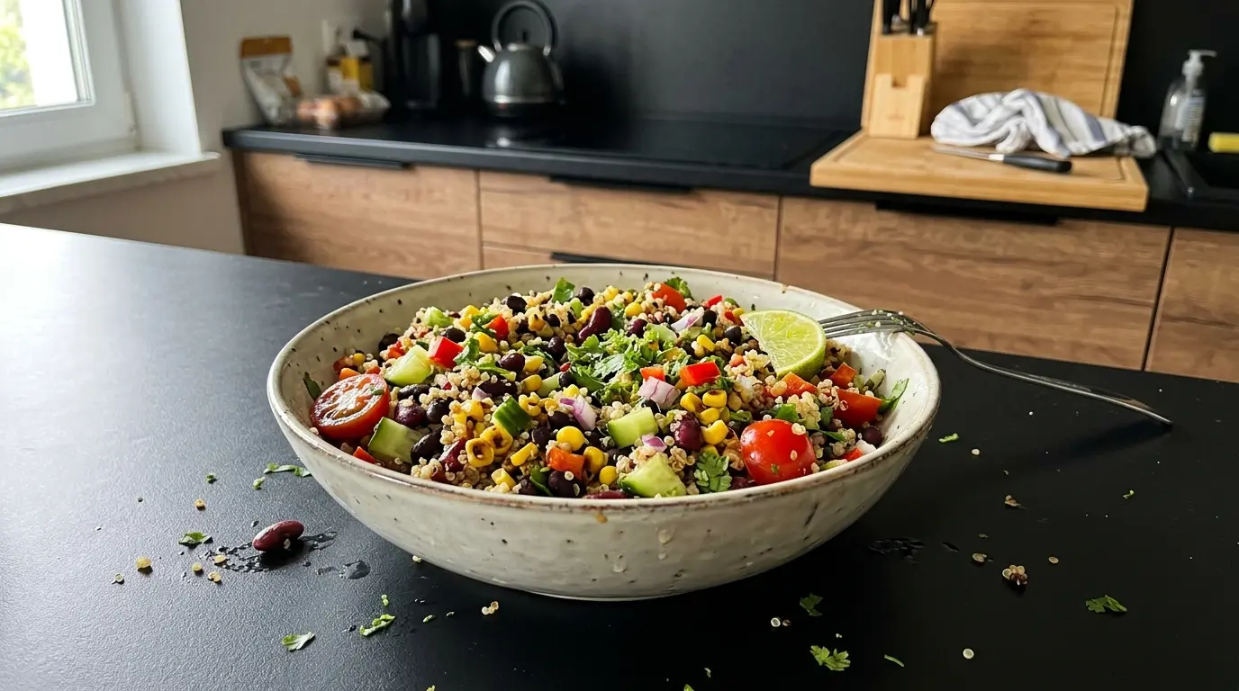 Meksykańska sałatka z quinoa, fasolą i limonką