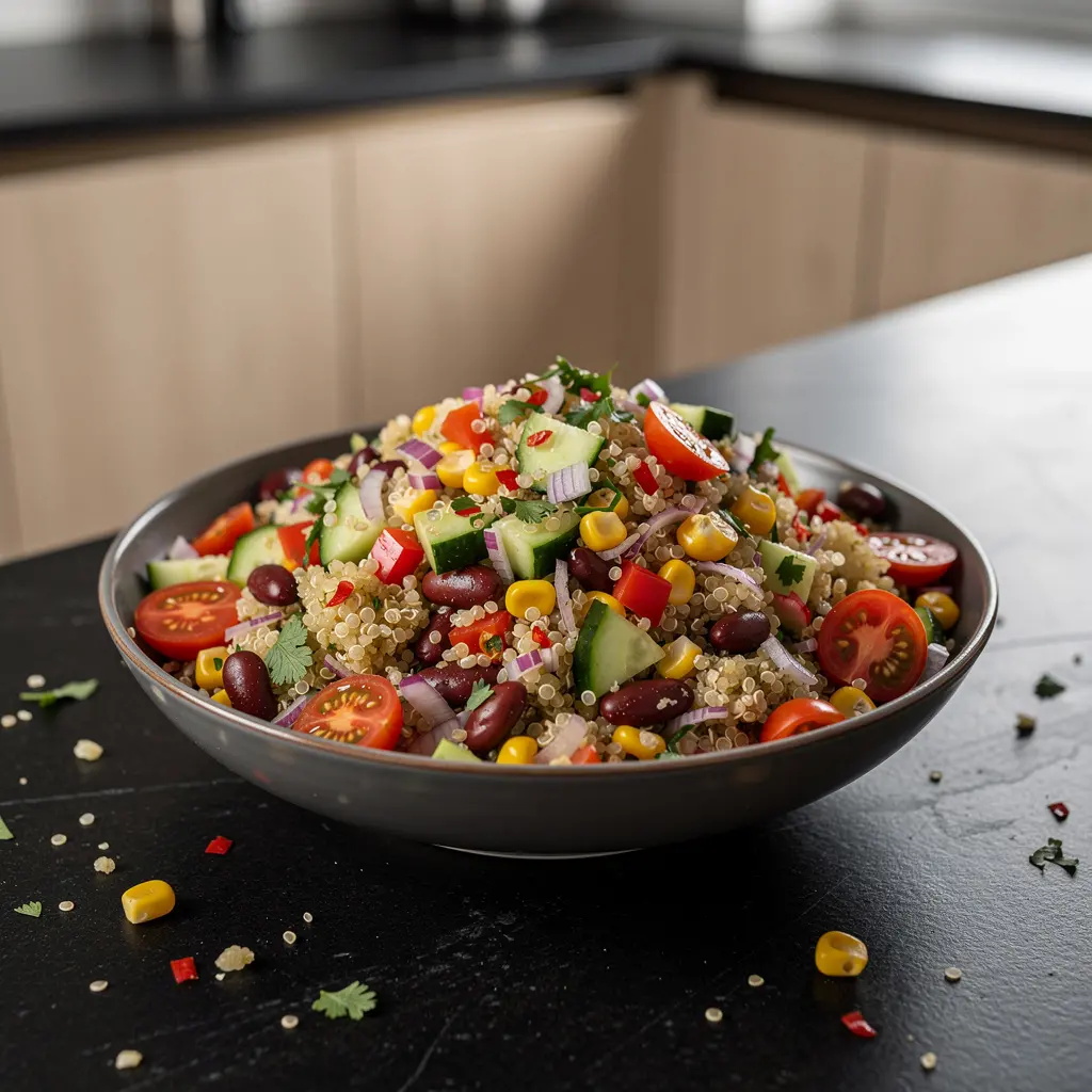 Meksykańska sałatka z quinoa, fasolą i limonką