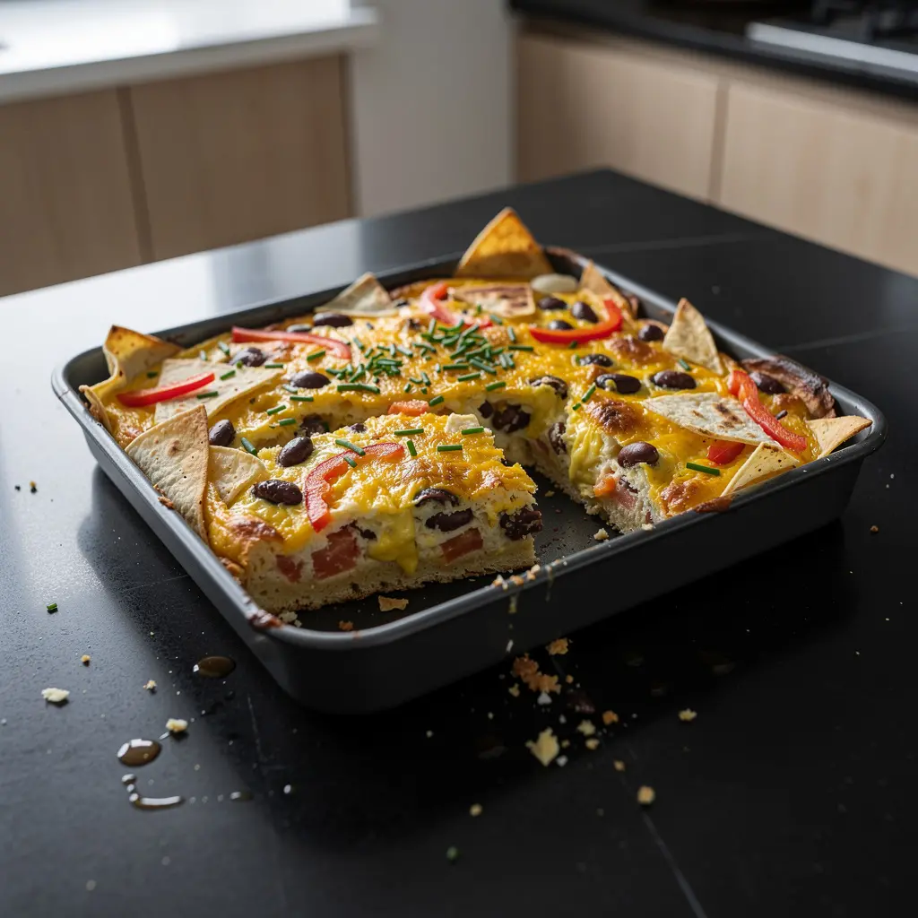 Mexican Breakfast Casserole with Tortilla and Eggs