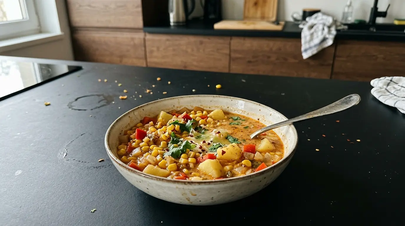 Meksykańska zupa kukurydziana z ziemniakami i chili