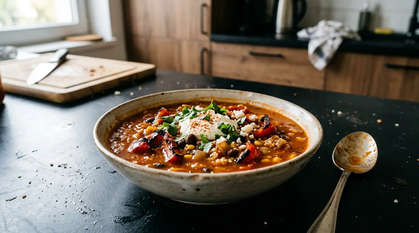 Meksykańska zupa pomidorowa z grillowaną papryką