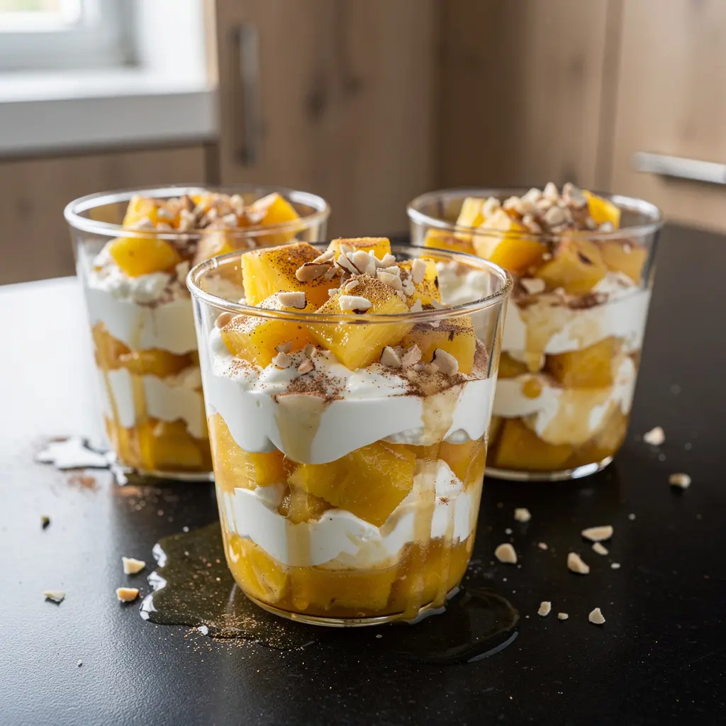 Mexican Dessert with Yogurt, Caramelized Pineapple and Nuts