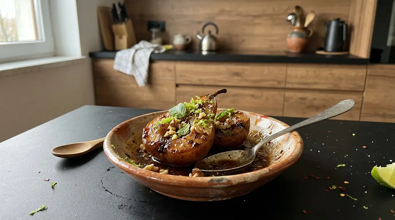 Mexican Dessert with Caramelized Pear, Chili and Lime