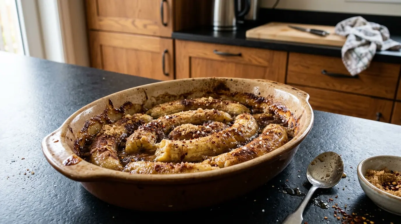 Meksykański deser z pieczonych bananów z cynamonem i chili