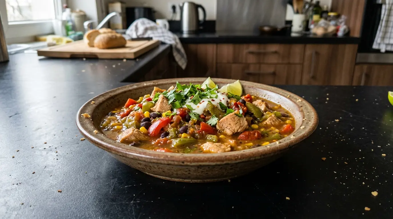 Meksykański gulasz z indyka z papryką i fasolą