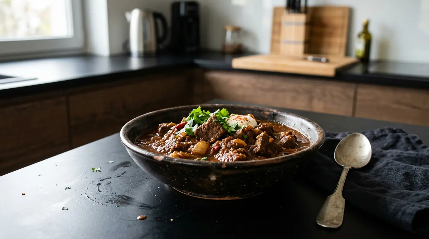 Meksykański gulasz z wołowiny z chili i kakao