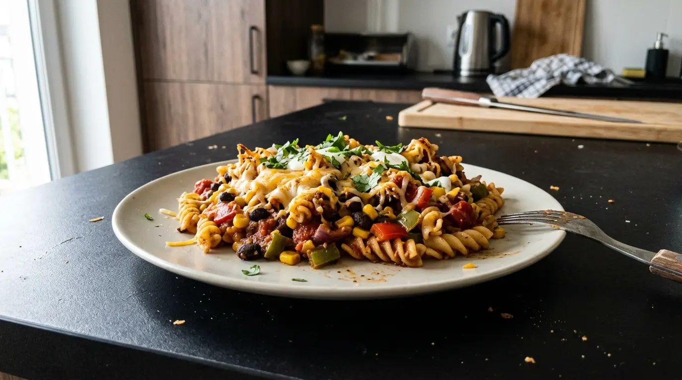 Meksykański makaron z warzywami i serem