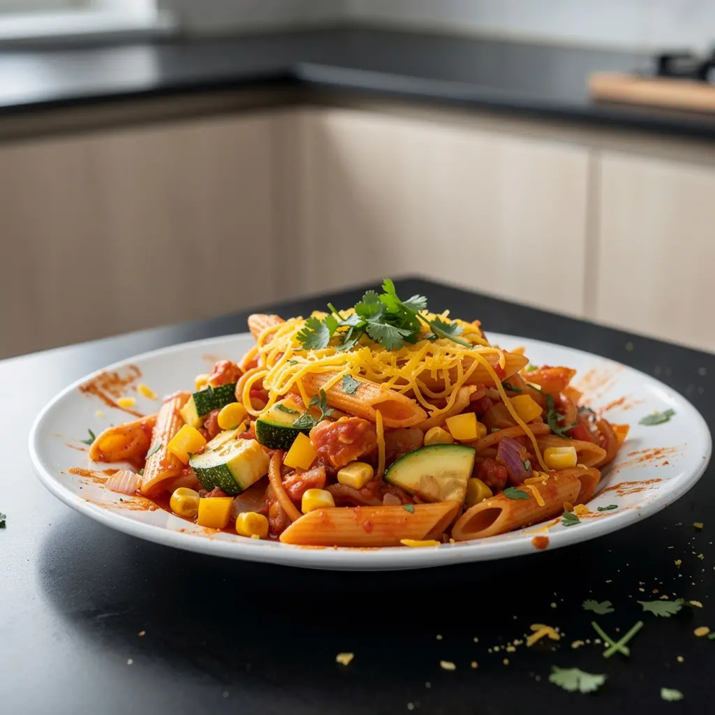 Mexican Pasta with Vegetables and Cheese