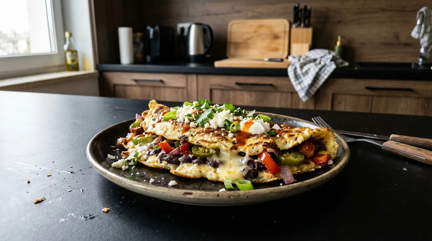 Meksykański omlet z fasolą i serem