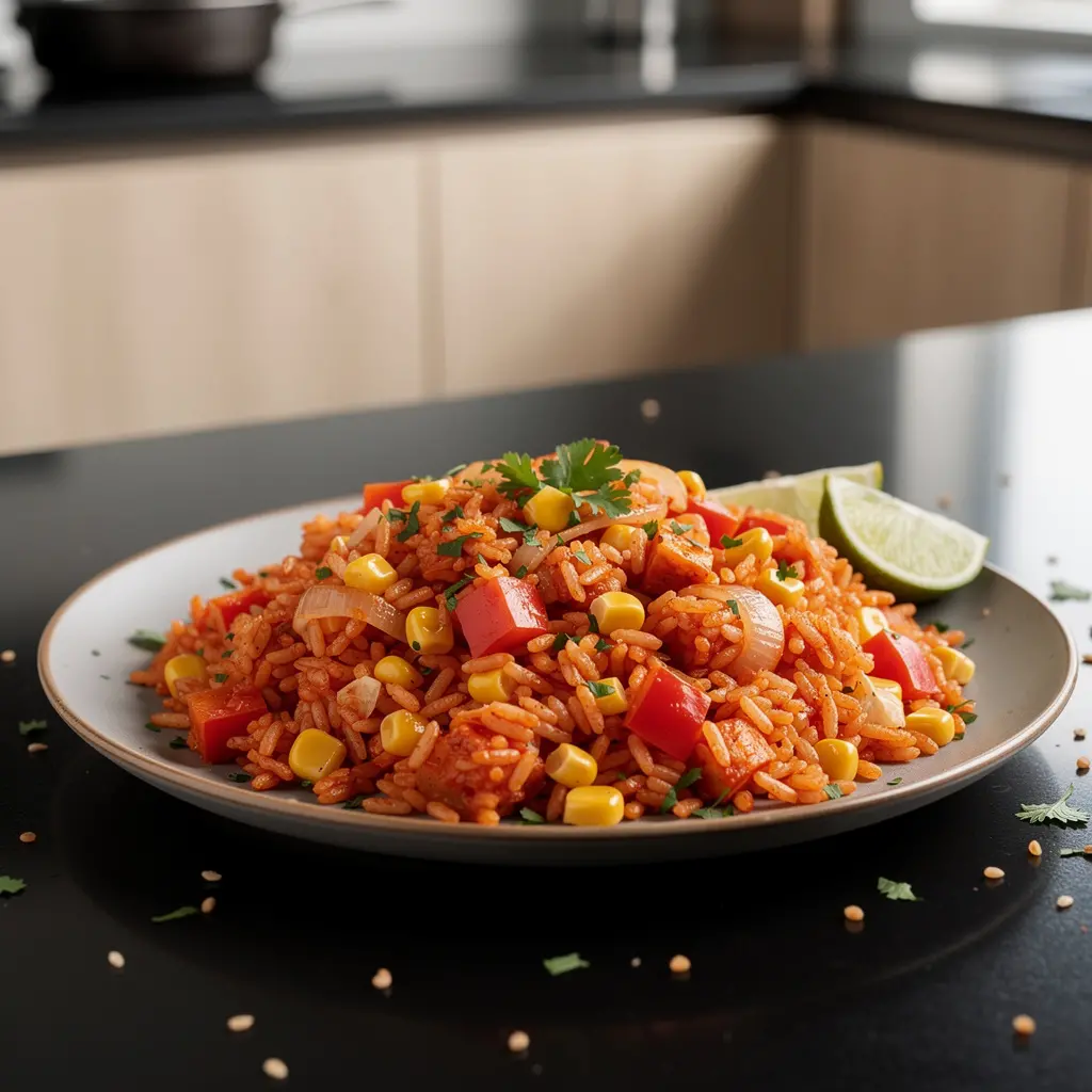 Meksykański ryż z pomidorami i kukurydzą