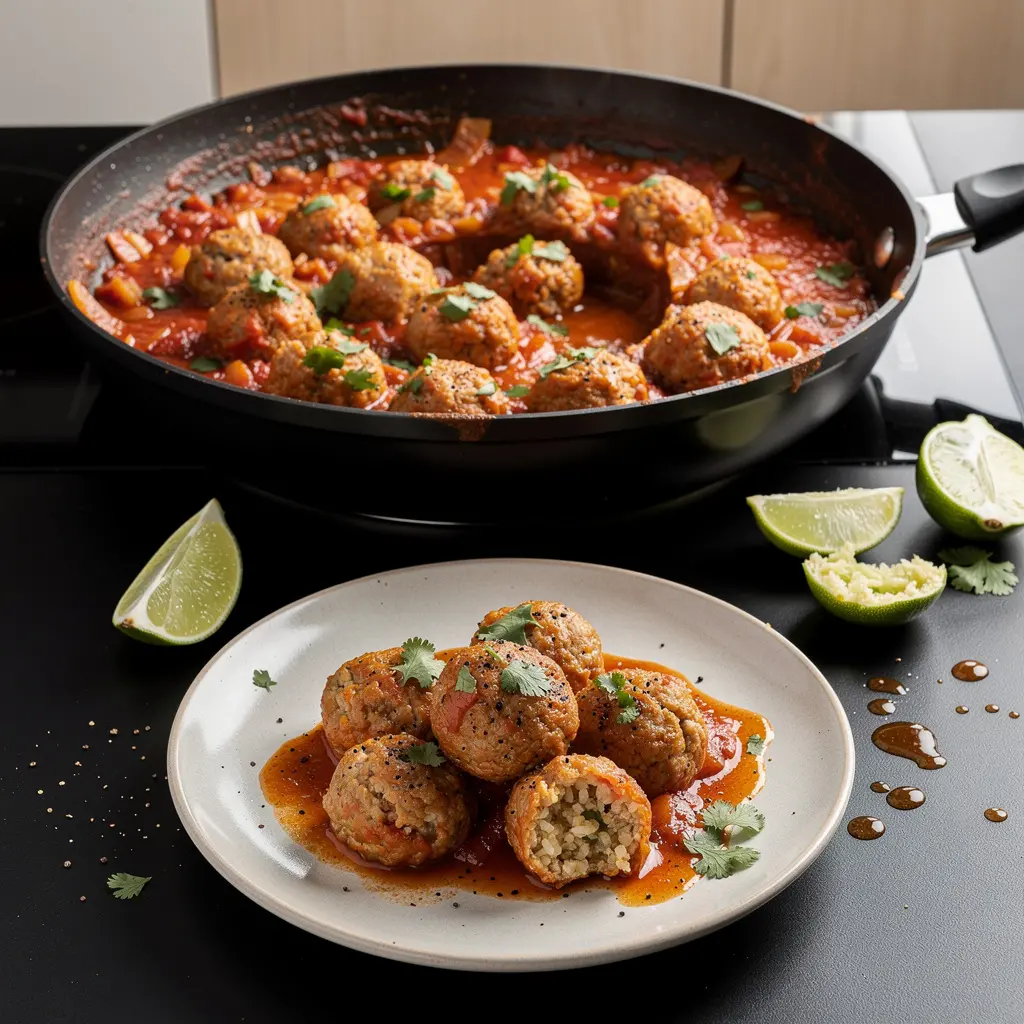 Mexican Turkey Meatballs in Tomato-Chili Sauce