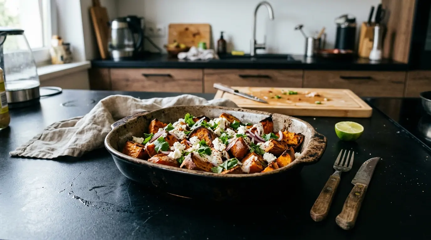 Mexican Roasted Sweet Potatoes with Feta and Lime